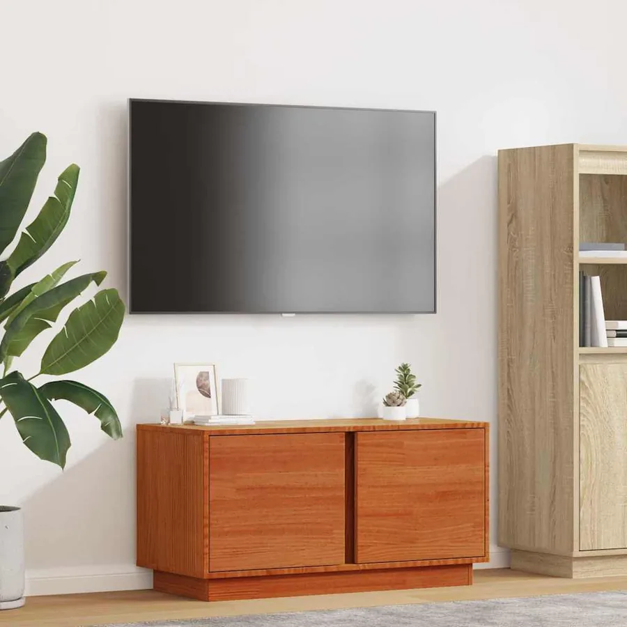 Meuble TV Brun cire 80 x 35 x 40,5 cm Pin massif - 4