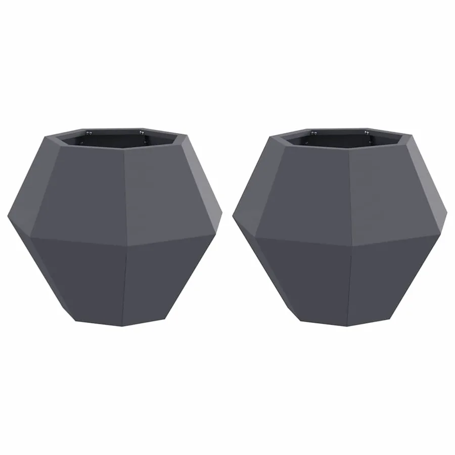 Jardinière 2 pc Anthracite 50 x 50 x 40 cm Acier - 2