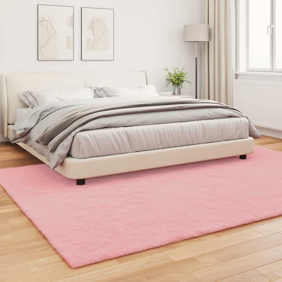 Tapis antidérapant en fausse de lapin OLITE Rose 200 x 280 cm - 4