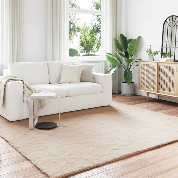Tapis antidérapant en fausse de lapin OLITE Taupe 200 x 200 cm
