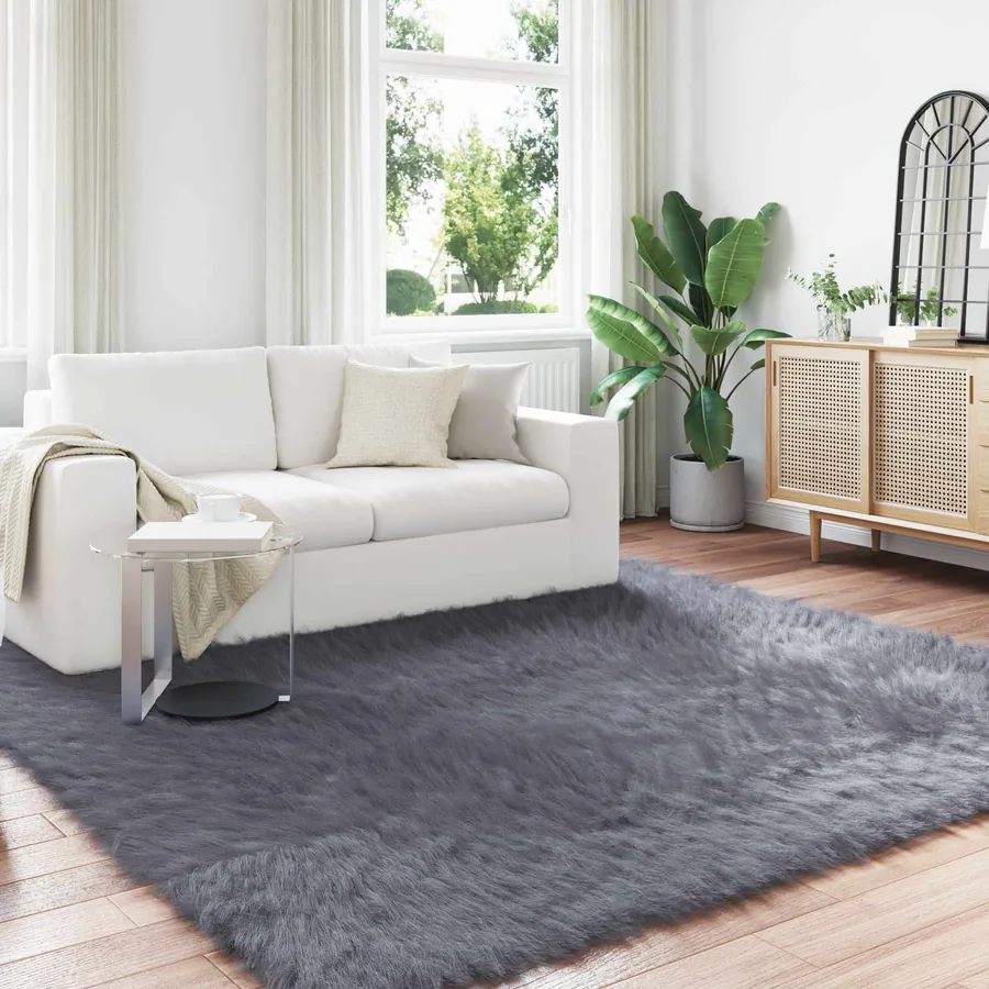 Tapis en fausse TAFALLA Anthracite 240 x 240 cm Polyester