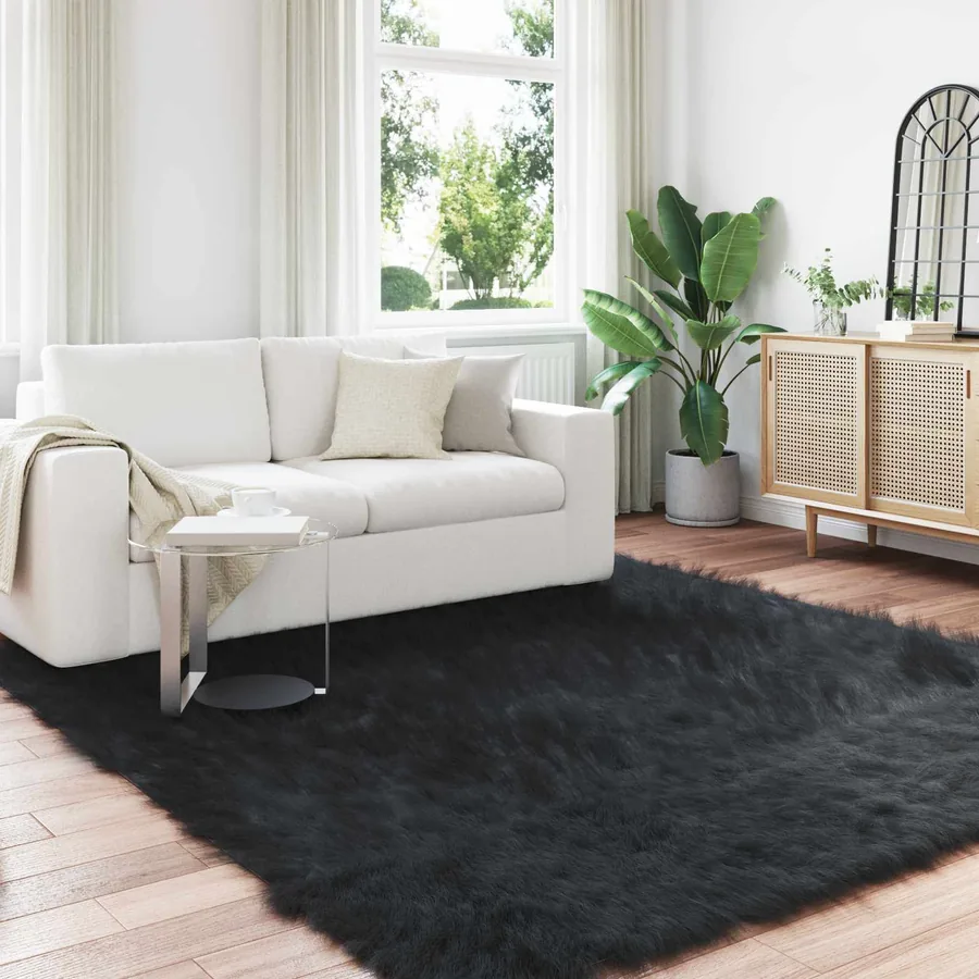 Tapis en fausse TAFALLA Noir 240 x 240 cm Polyester
