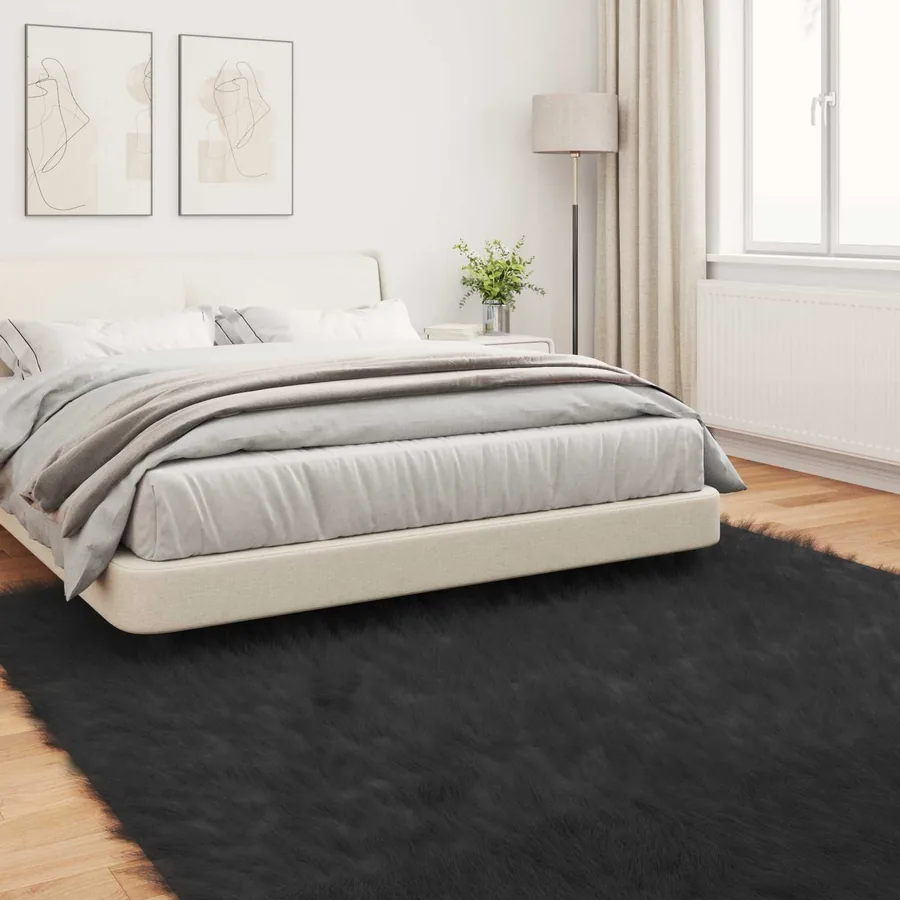 Tapis en fausse TAFALLA Noir 240 x 240 cm Polyester - 4