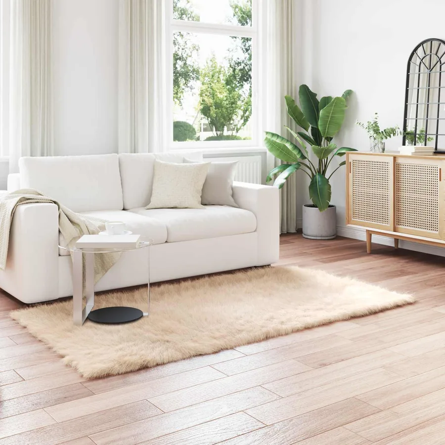 Tapis en fausse TAFALLA Beige 100 x 200 cm Polyester