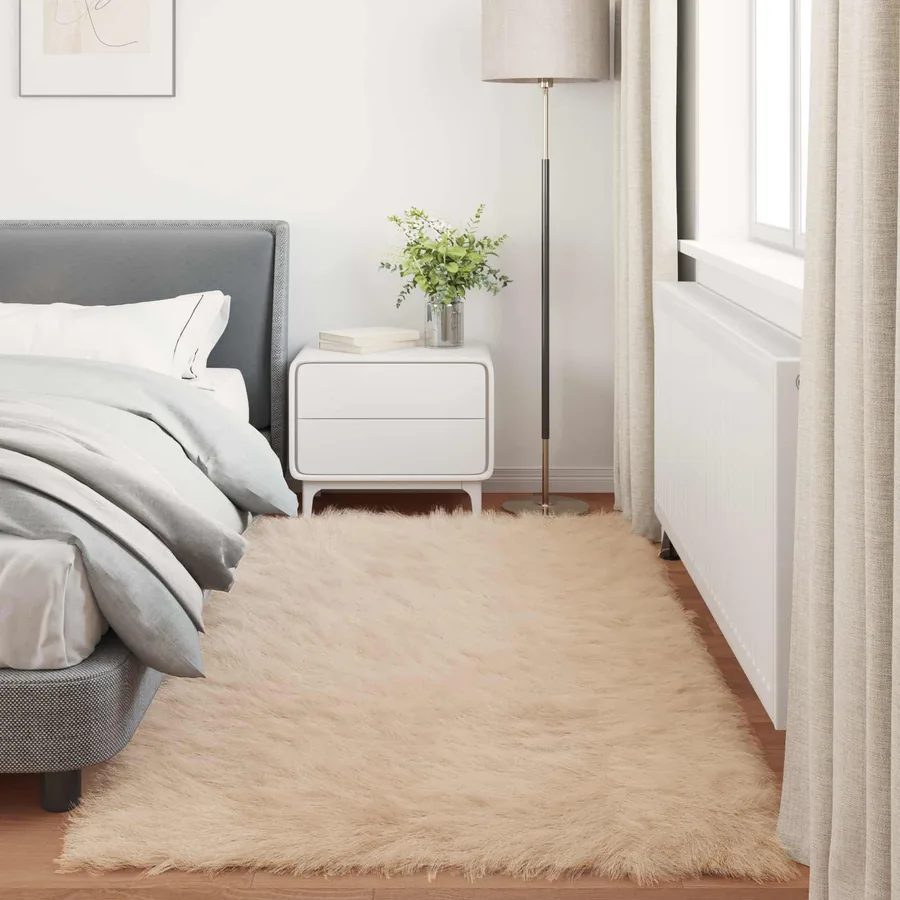 Tapis en fausse TAFALLA Beige 100 x 200 cm Polyester - 4