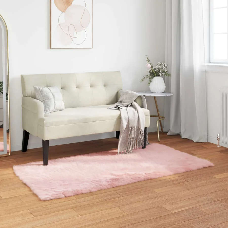 Tapis en fausse TAFALLA Rose 80 x 150 cm Polyester