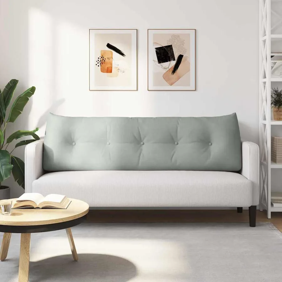 Coussin de Dos Gris clair 160 x 24 x 50 cm Velours - 4