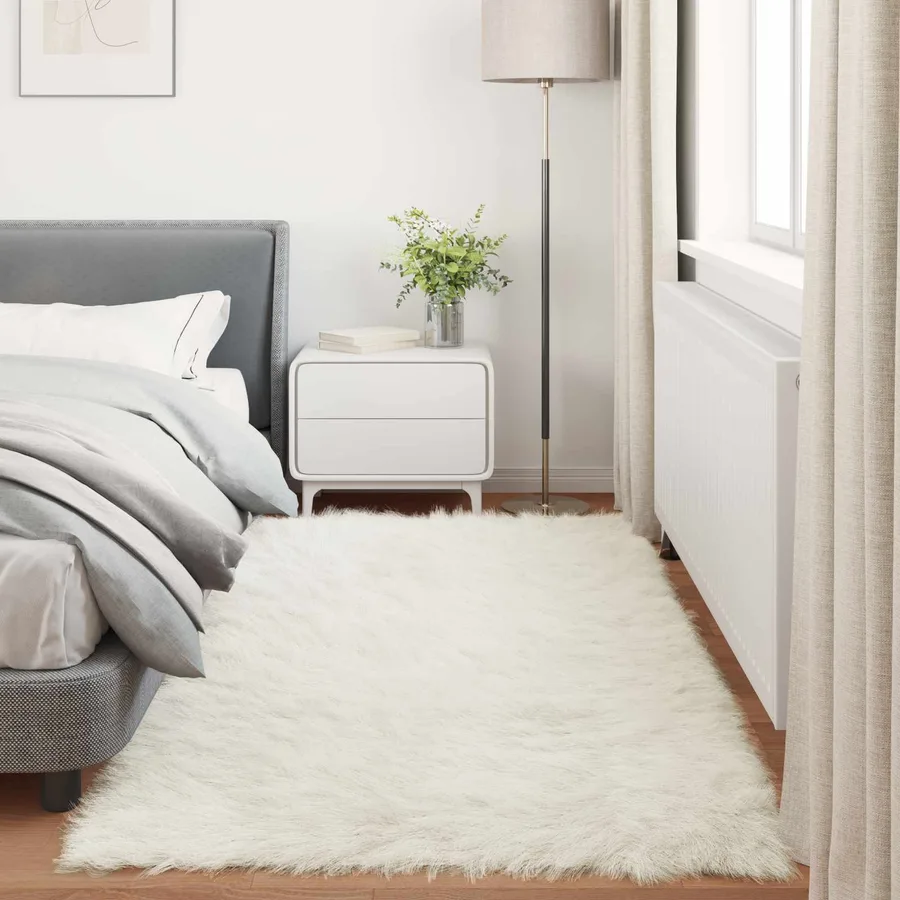 Tapis en fausse TAFALLA Blanc 80 x 200 cm Polyester - 4