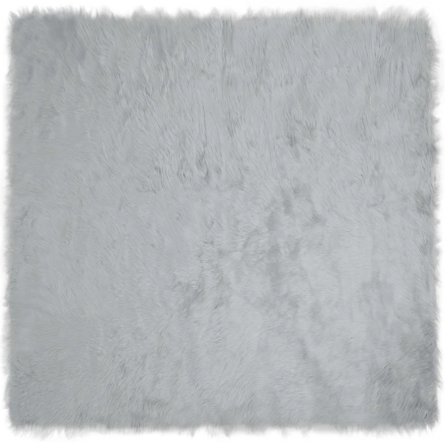Tapis en fausse TAFALLA Gris 200 x 200 cm Polyester - 2