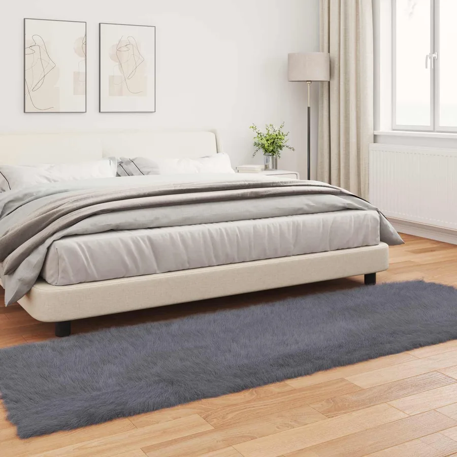 Tapis en fausse TAFALLA Anthracite 80 x 250 cm Polyester - 4
