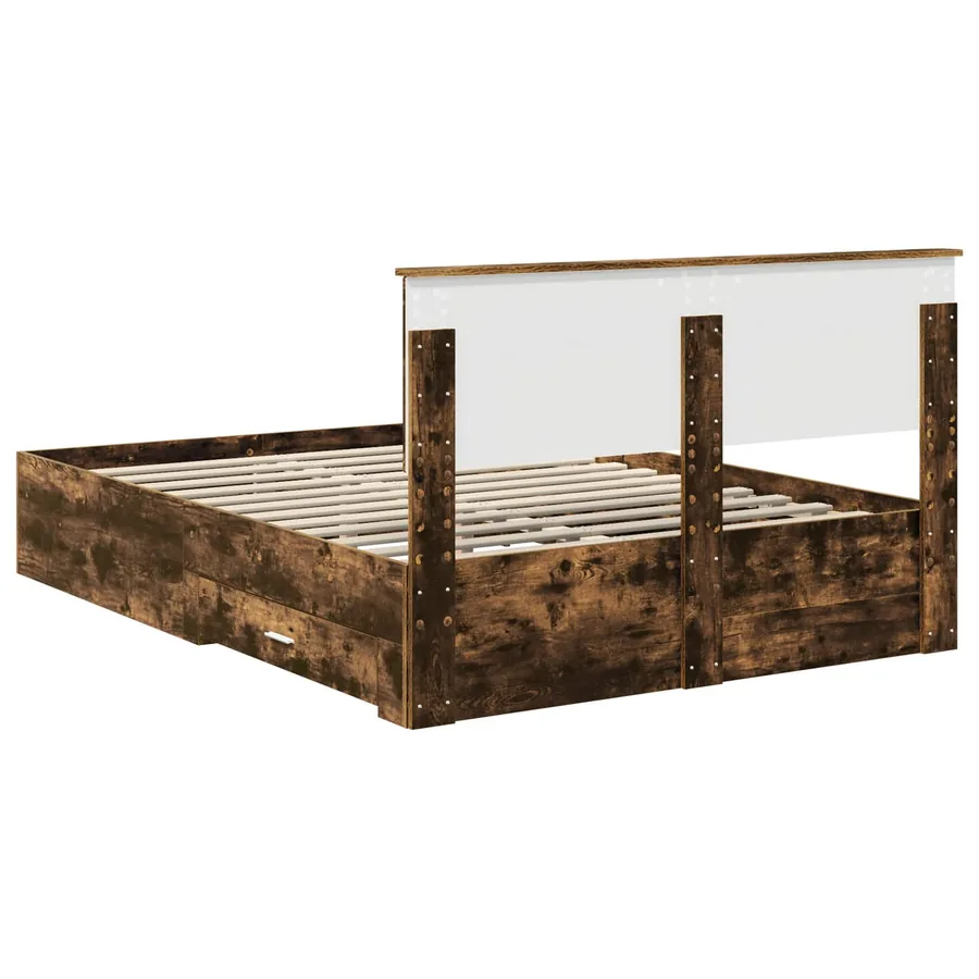 Cadre de lit Chêne fumé 140 x 200 cm Bois d'ingénierie - 10