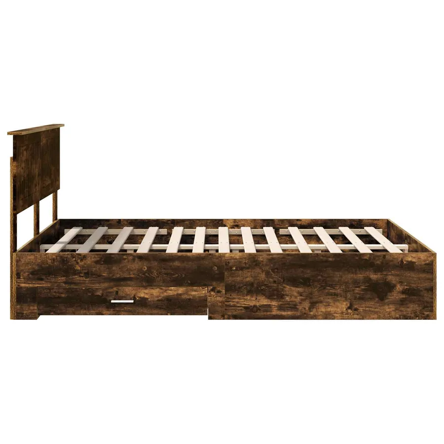 Cadre de lit Chêne fumé 140 x 200 cm Bois d'ingénierie - 9