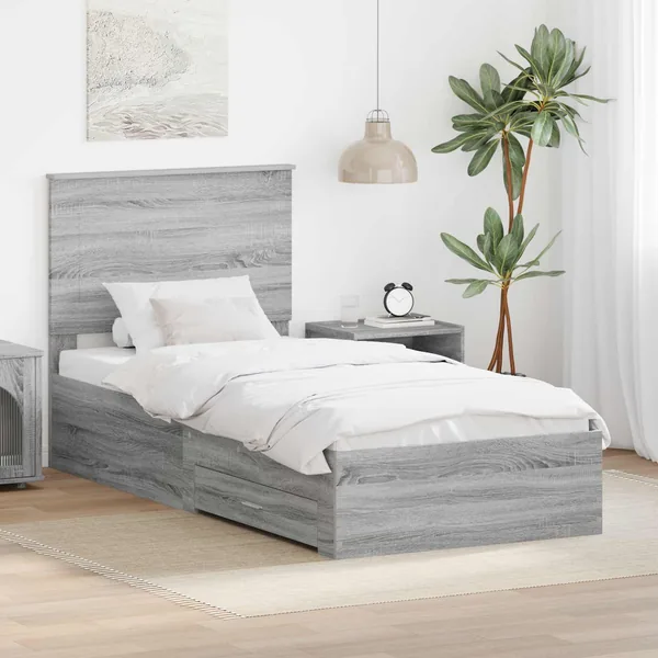 Cadre de lit Gris Sonoma 90 x 200 cm Bois d'ingénierie