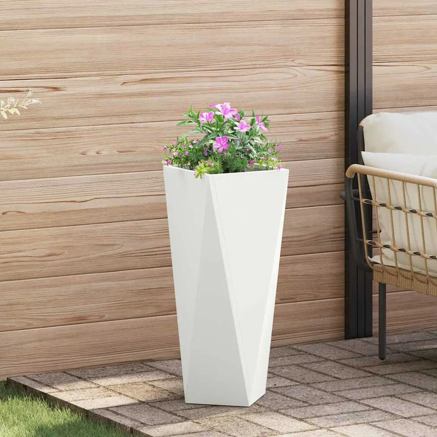Jardinière 2 pc Blanc 30 x 30 x 75 cm Acier - 4