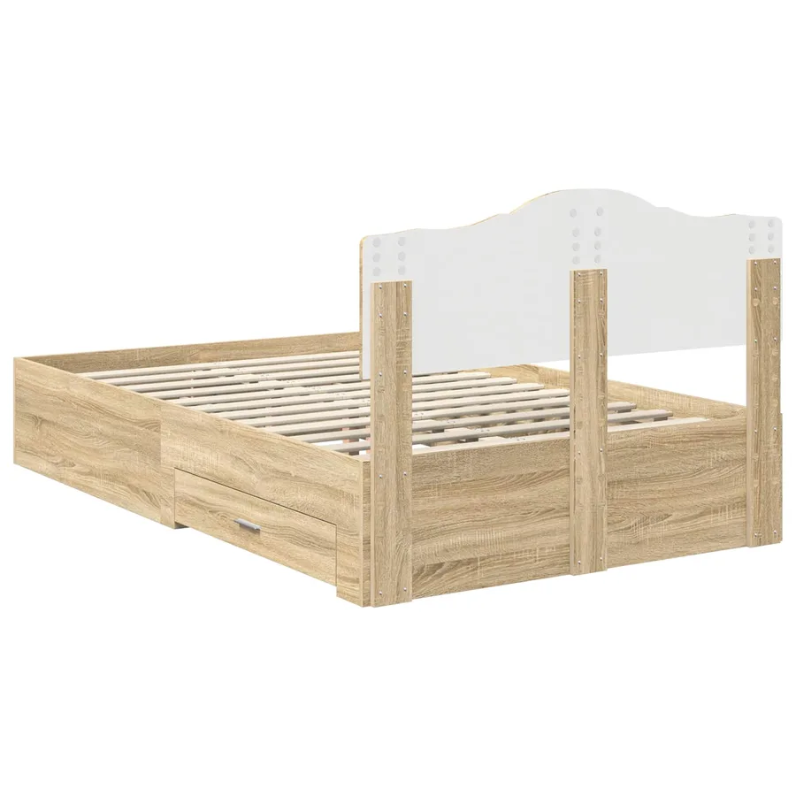 Cadre de lit Chêne Sonoma 135 x 190 cm Bois d'ingénierie - 10