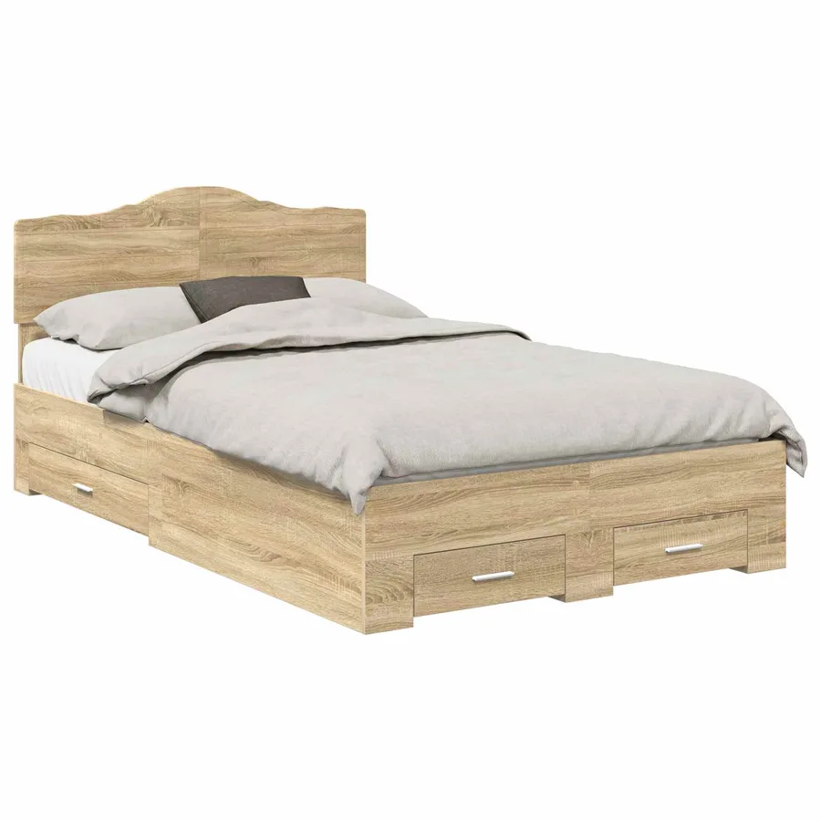 Cadre de lit Chêne Sonoma 135 x 190 cm Bois d'ingénierie - 2