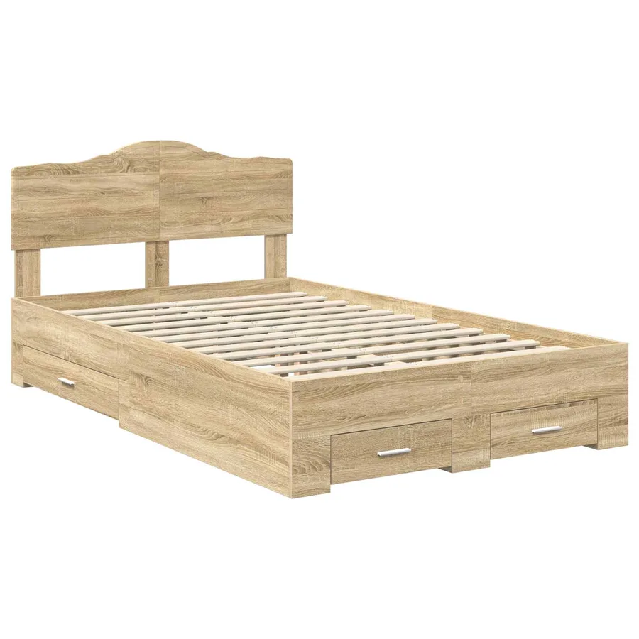 Cadre de lit Chêne Sonoma 135 x 190 cm Bois d'ingénierie - 4
