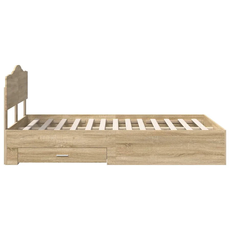 Cadre de lit Chêne Sonoma 135 x 190 cm Bois d'ingénierie - 9