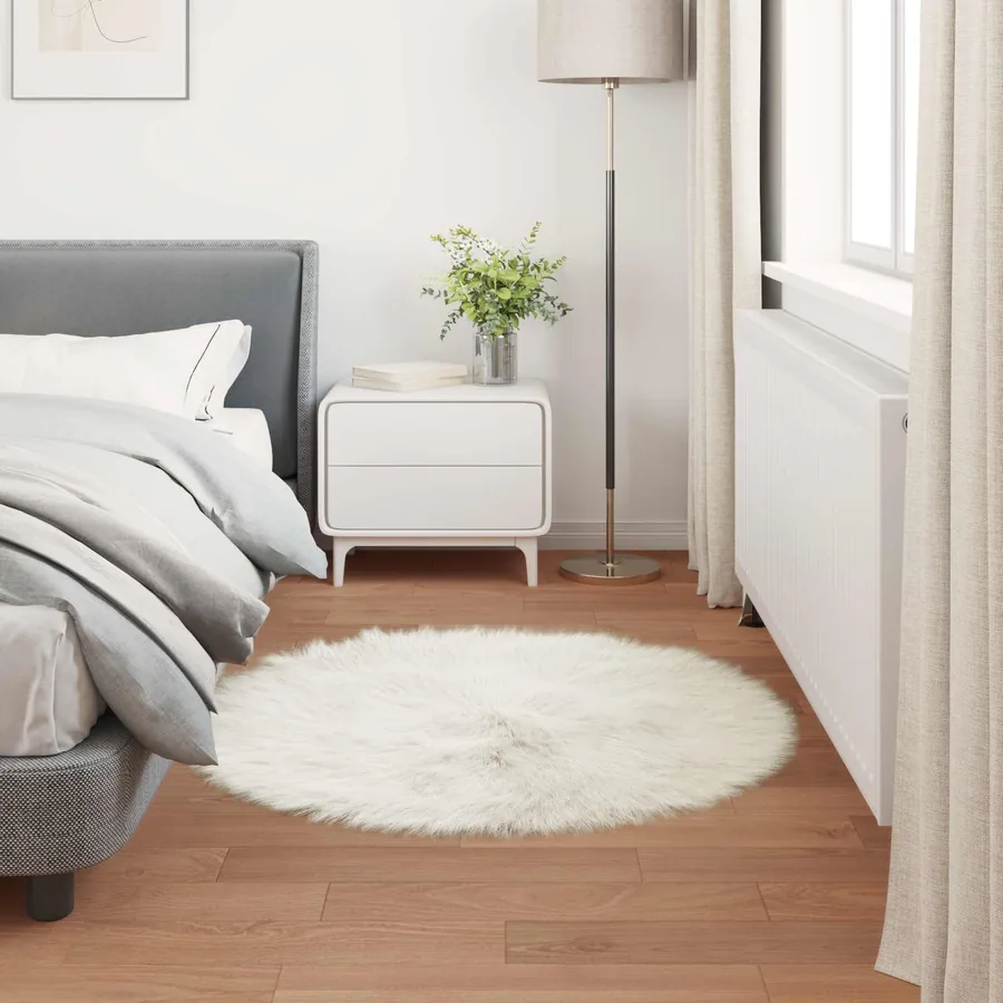 Tapis en fausse TAFALLA Blanc Ø 80 cm Polyester - 4