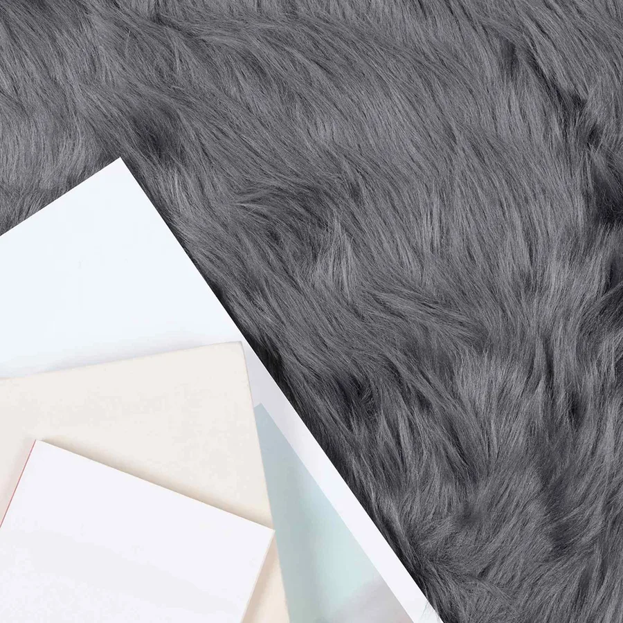 Tapis en fausse TAFALLA Anthracite Ø 100 cm Polyester - 3