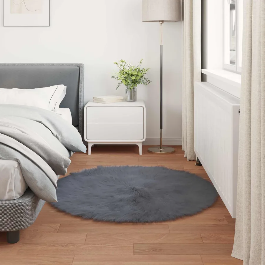 Tapis en fausse TAFALLA Anthracite Ø 100 cm Polyester - 4