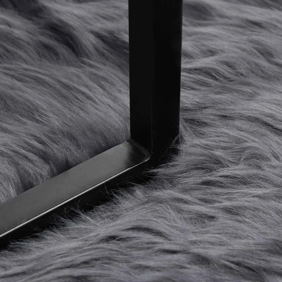 Tapis en fausse TAFALLA Anthracite Ø 100 cm Polyester - 5
