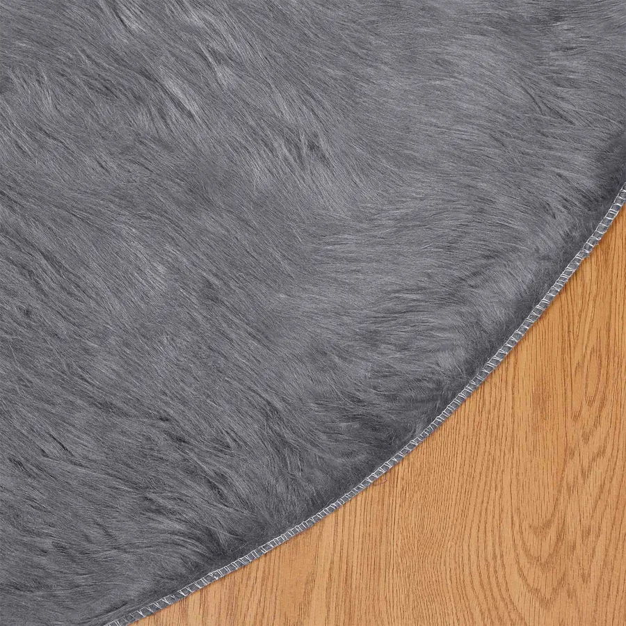 Tapis en fausse TAFALLA Anthracite Ø 100 cm Polyester - 7