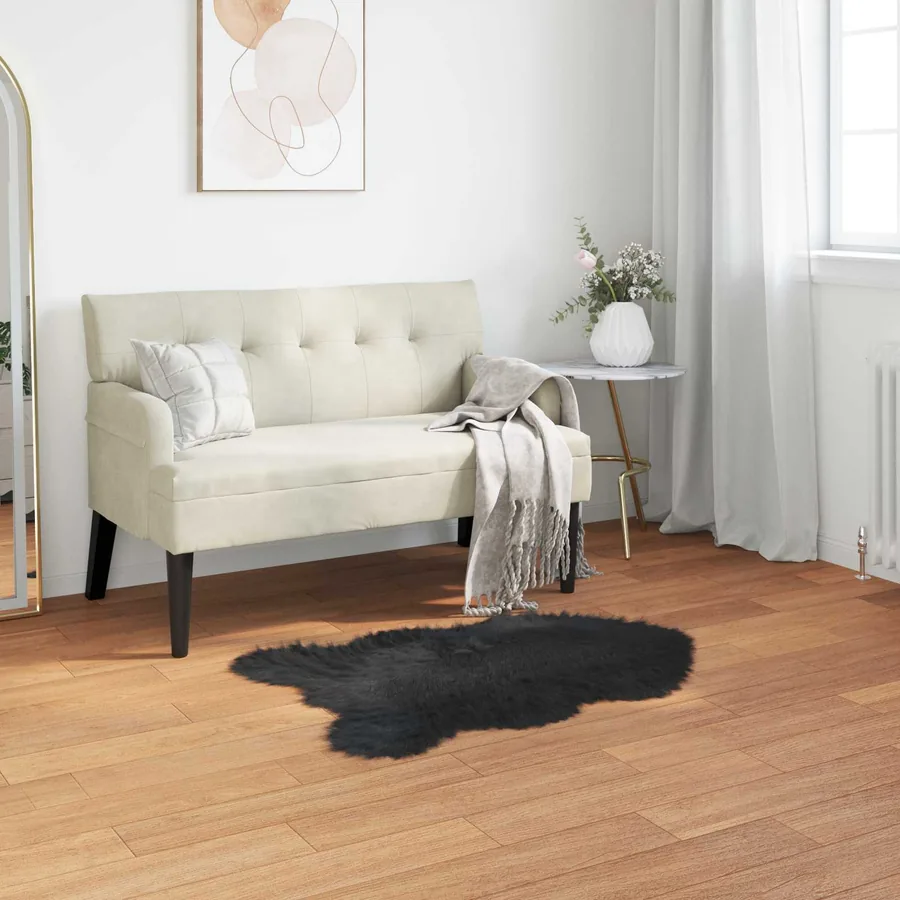Tapis en fausse TAFALLA Noir 80 x 120 cm Polyester