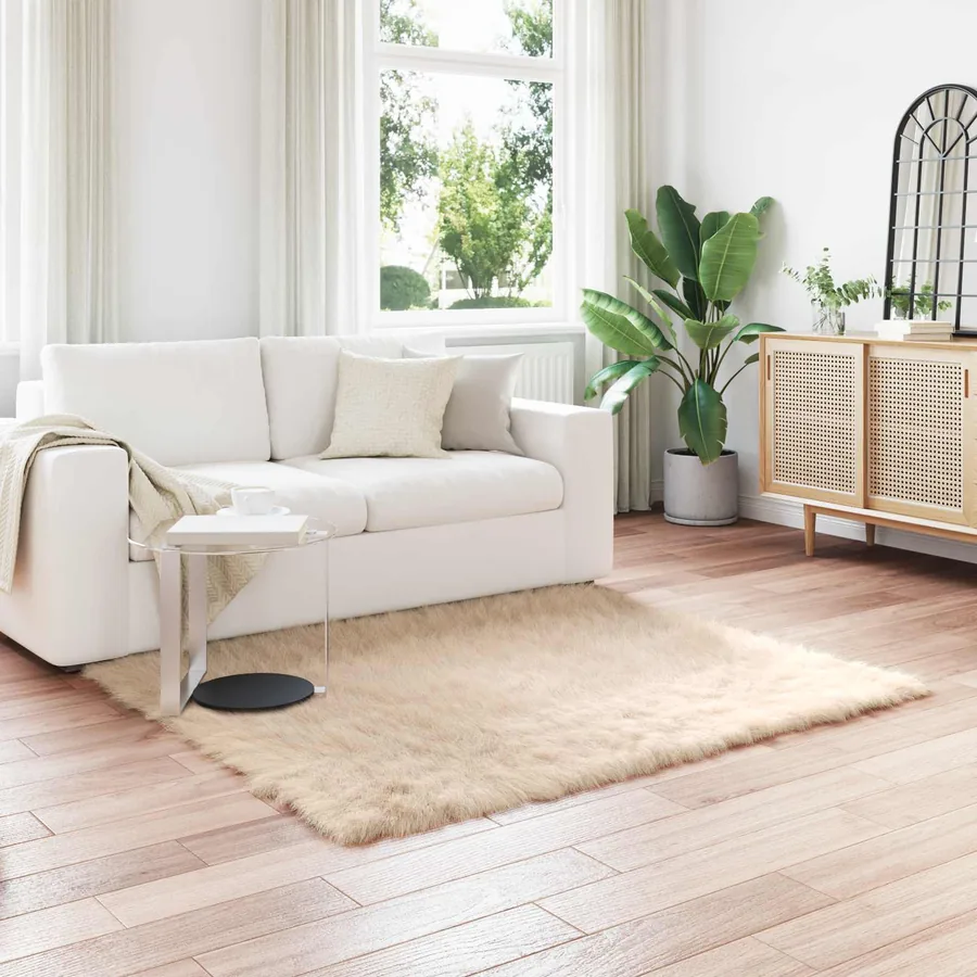 Tapis en fausse TAFALLA Beige 160 x 160 cm Polyester