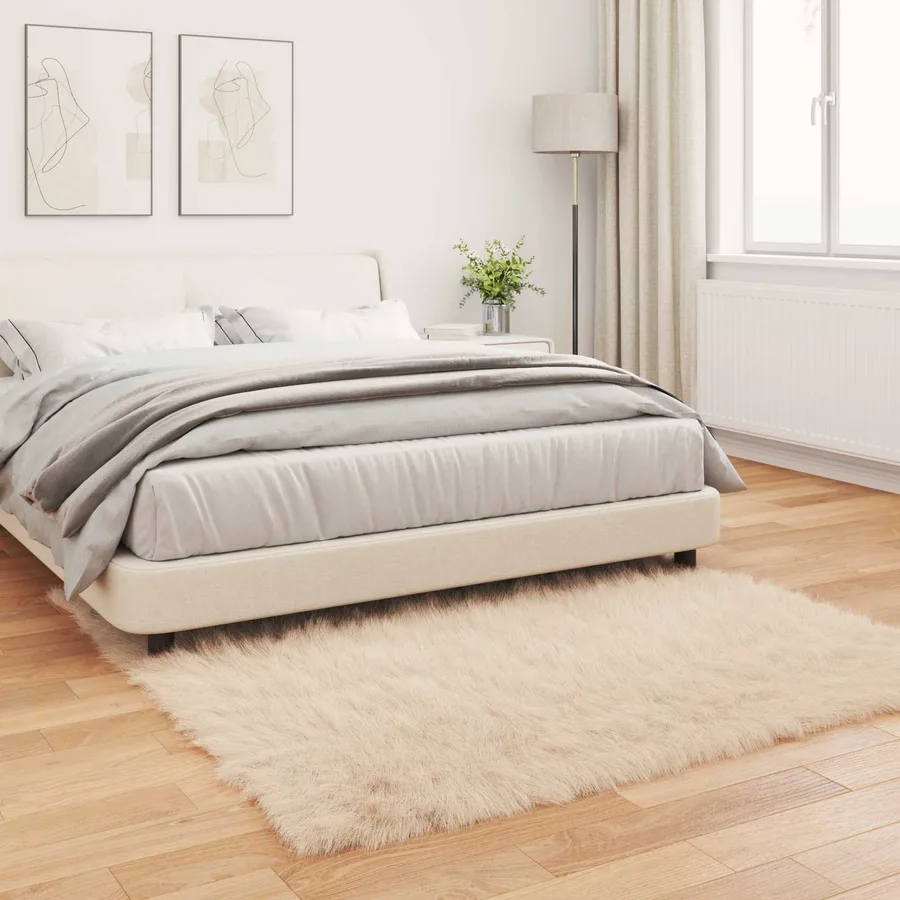 Tapis en fausse TAFALLA Beige 160 x 160 cm Polyester - 4
