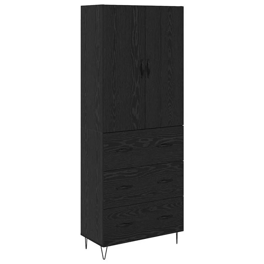 Haut Armoire 2 pcs Chêne noir Bois d'ingénierie et verre - 2