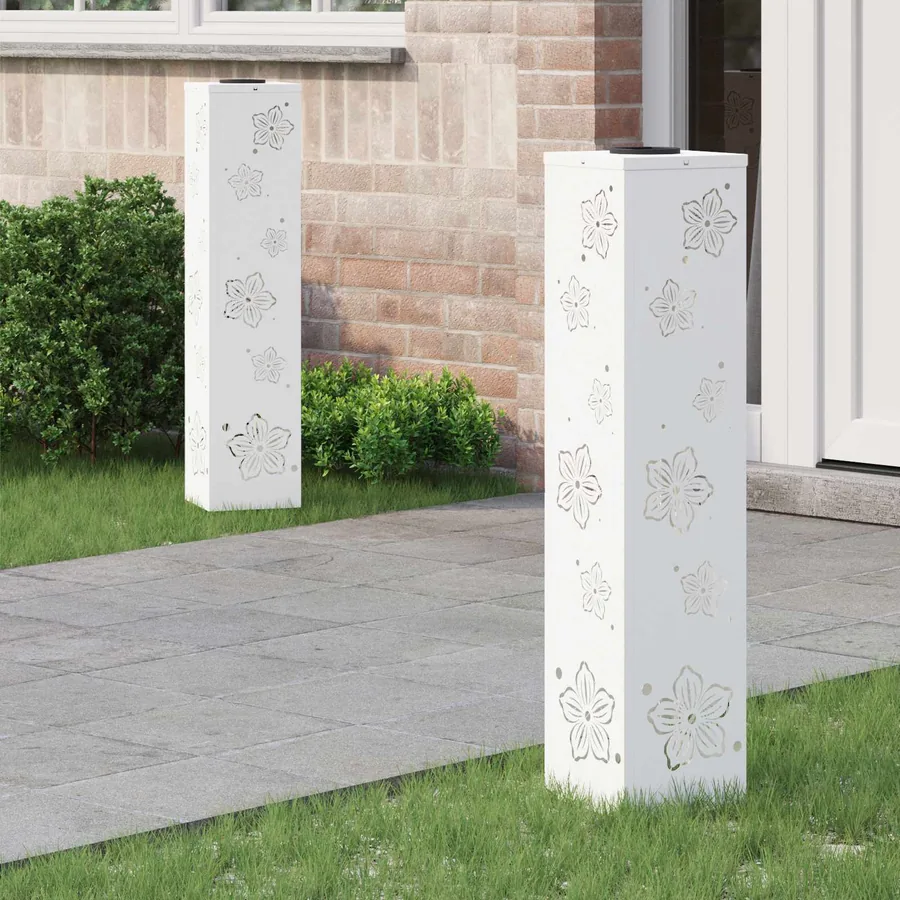 Lumière de chemin LED solaire 2 pcs Blanc chaud 18 x 18 x 80 cm