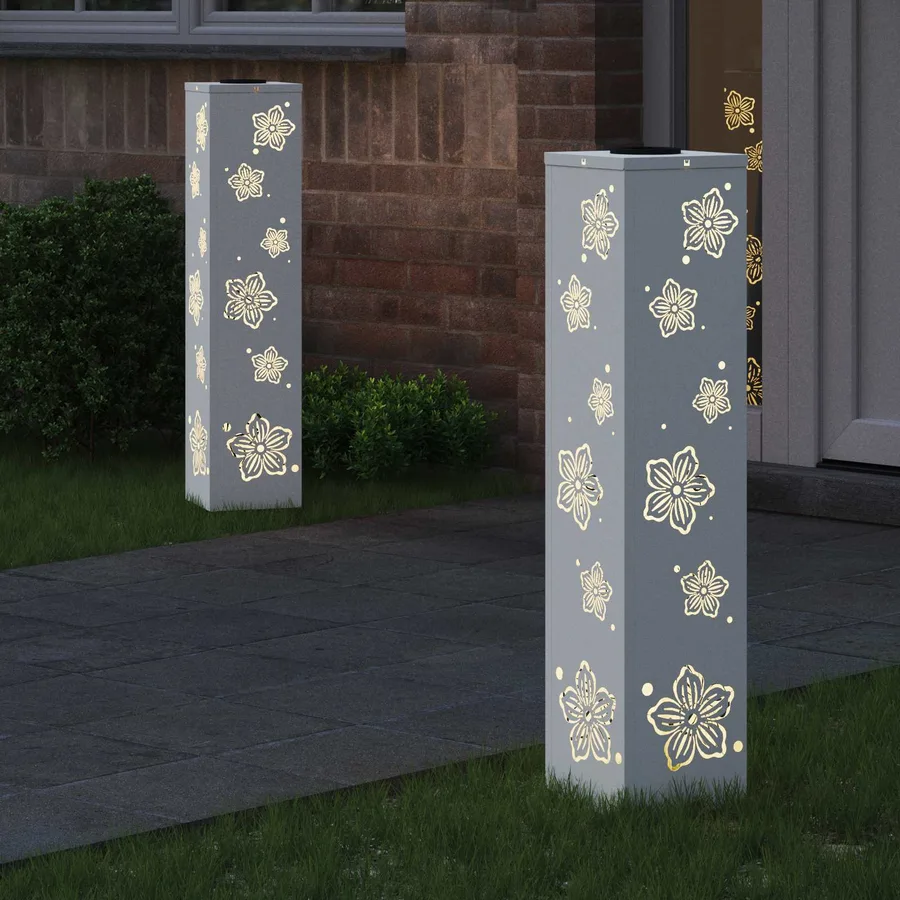 Lumière de chemin LED solaire 2 pcs Blanc chaud 18 x 18 x 80 cm - 3