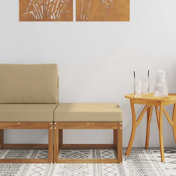 Pouf d'Extérieur Bois d'Acacia Massif Naturel