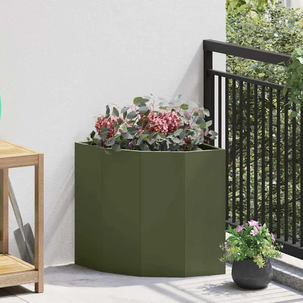 Jardinière d'Angle Vert olive 45 x 45 x 50 cm Acier