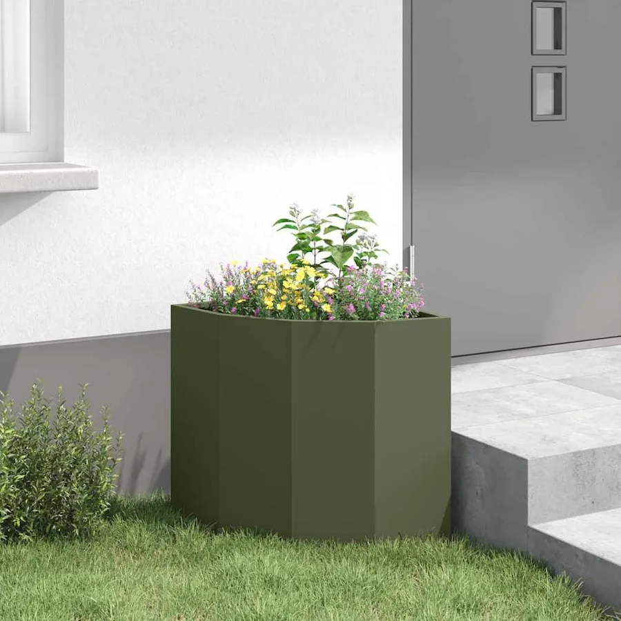 Jardinière d'Angle Vert olive 45 x 45 x 50 cm Acier - 4