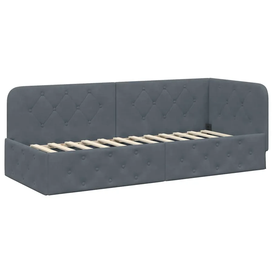 Cadre de lit d'angle Gris foncé 80 x 200 cm Velours - 2