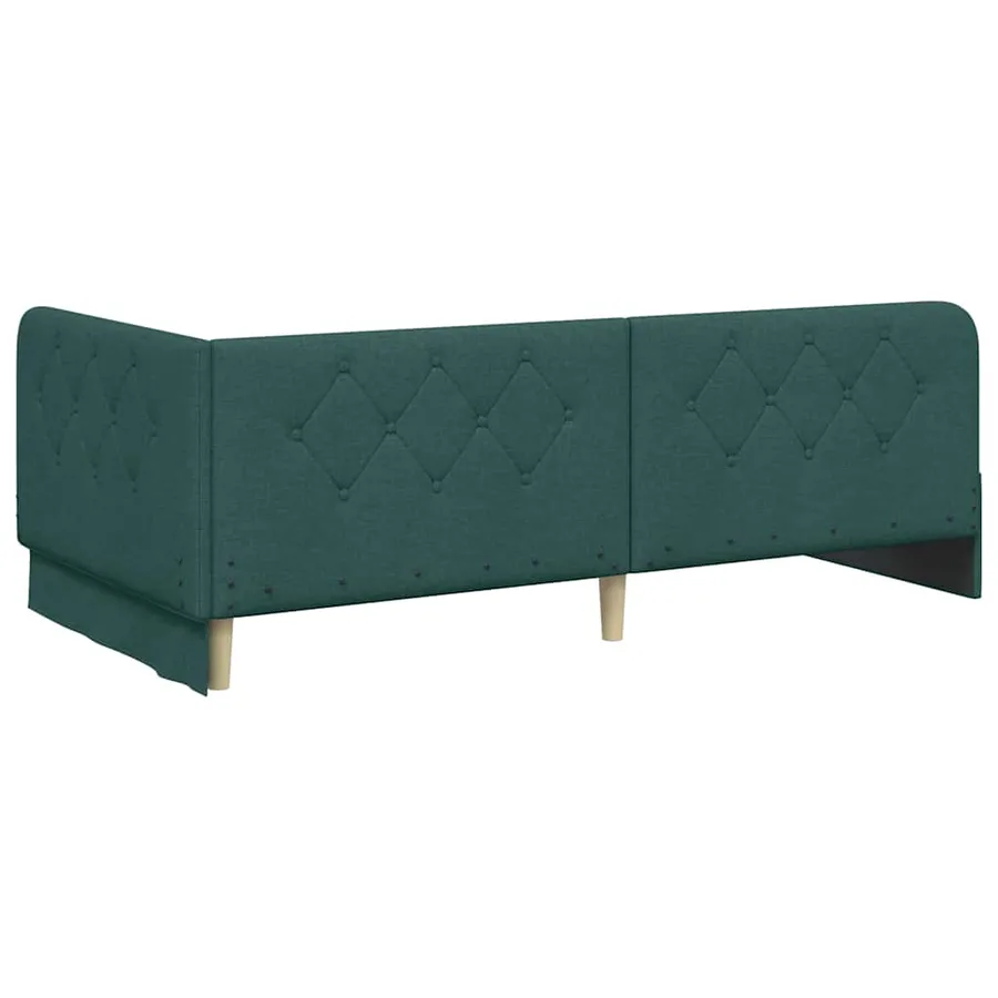 Cadre de lit d'angle Vert foncé 90 x 190 cm tissu - 7