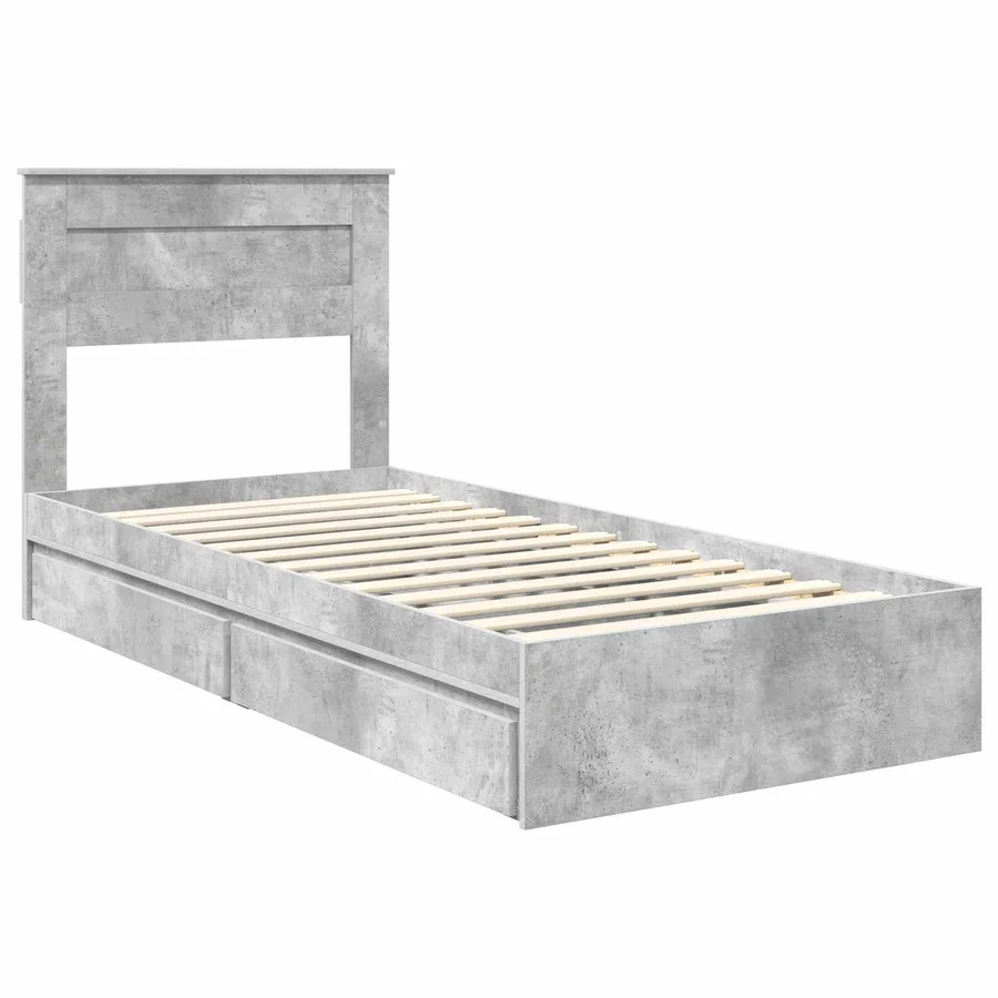 Lit de Rangement Gris béton 90 x 190 cm Bois d'ingénierie - 4