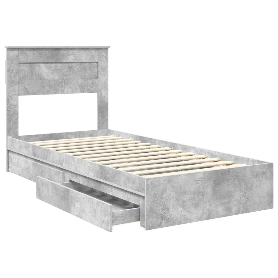 Lit de Rangement Gris béton 90 x 190 cm Bois d'ingénierie - 5