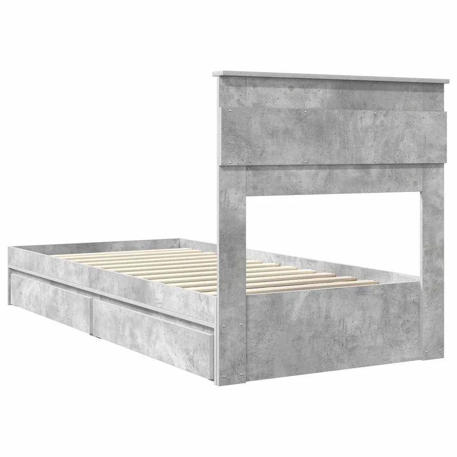 Lit de Rangement Gris béton 90 x 190 cm Bois d'ingénierie - 8