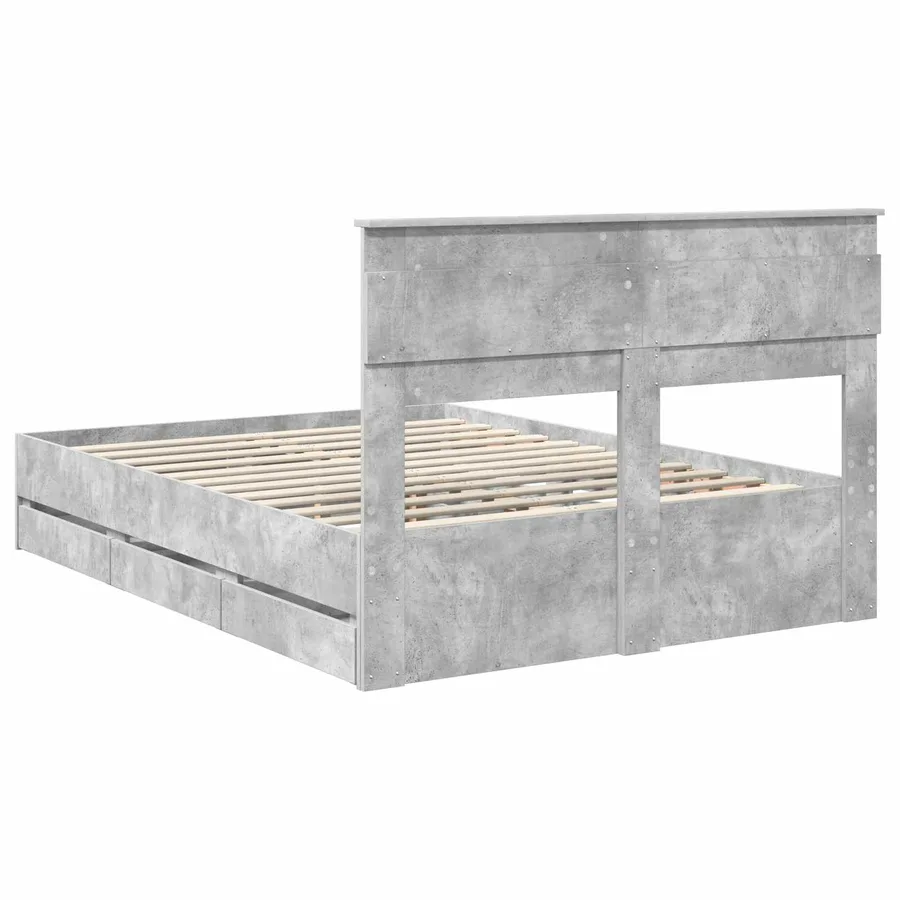 Cadre de lit Gris béton 140 x 190 cm Bois Ingénierie - 10