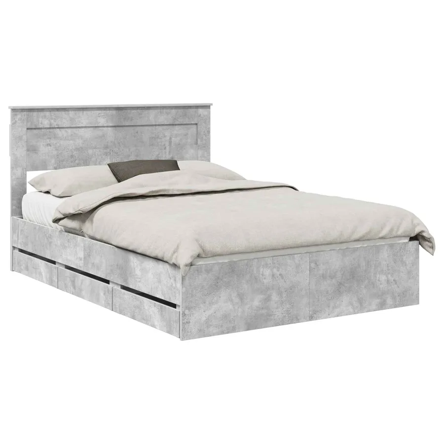 Cadre de lit Gris béton 140 x 190 cm Bois Ingénierie - 2