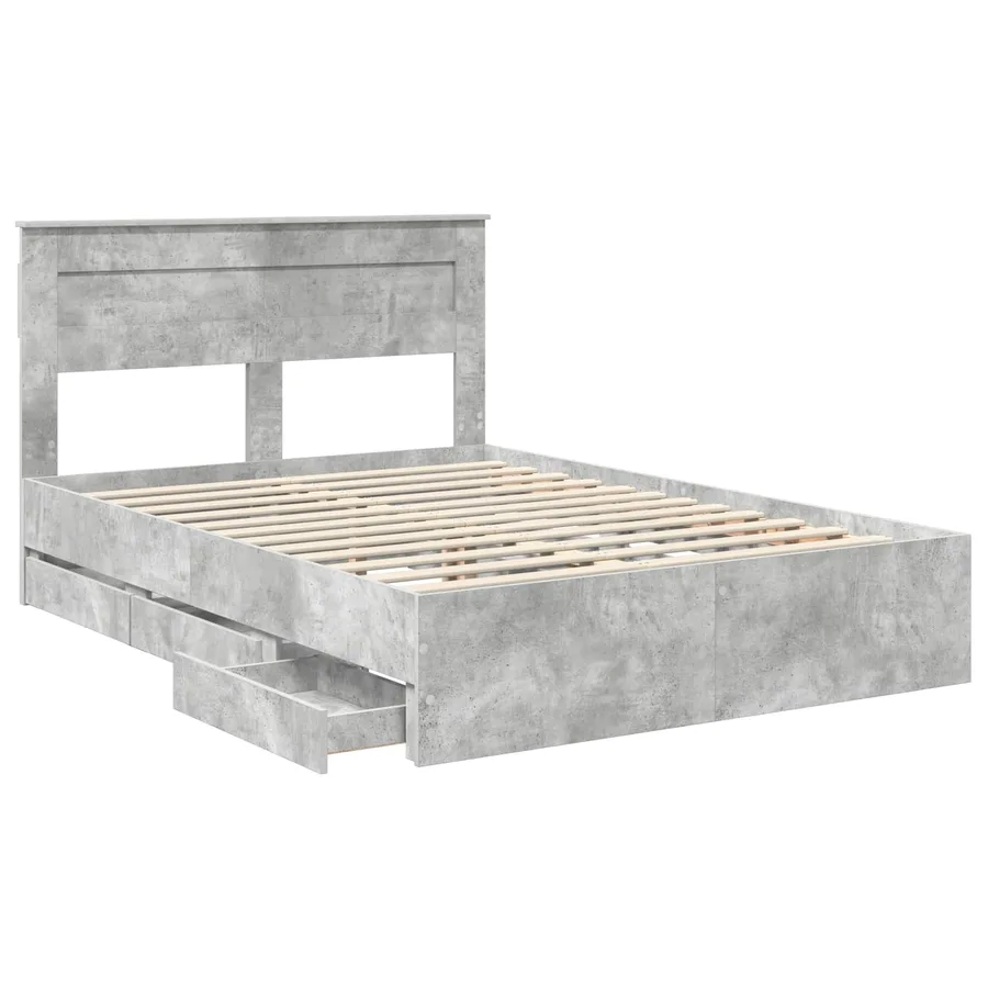 Cadre de lit Gris béton 140 x 190 cm Bois Ingénierie - 5