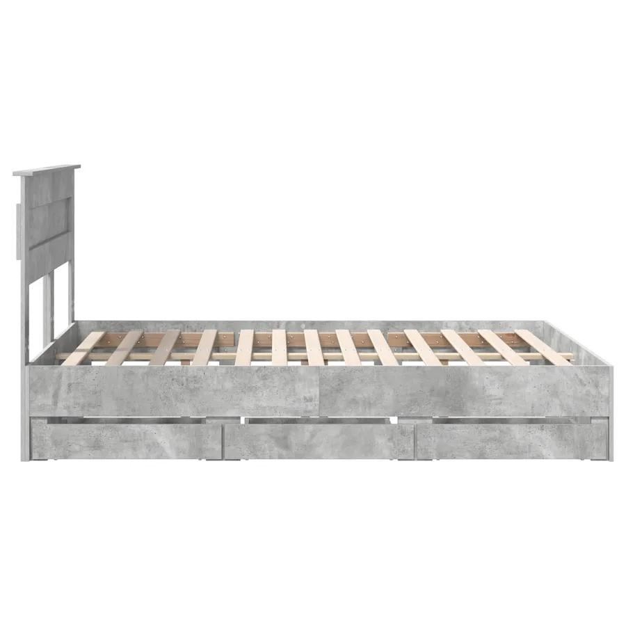 Cadre de lit Gris béton 140 x 190 cm Bois Ingénierie - 9