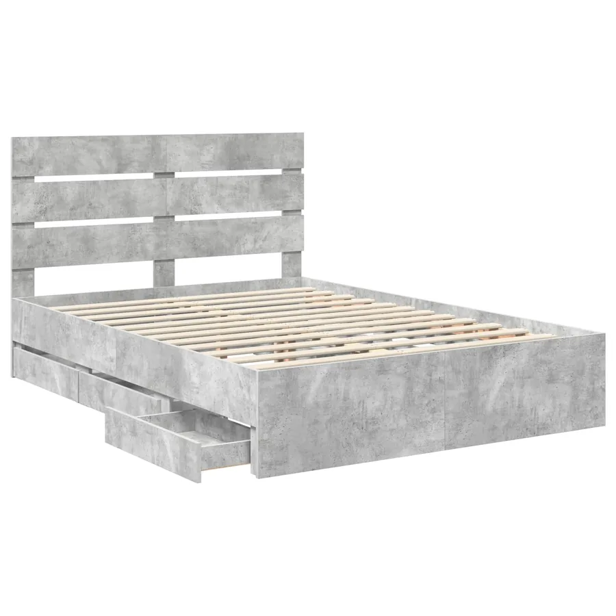 Cadre de lit Gris béton 140 x 190 cm Bois Ingénierie - 5