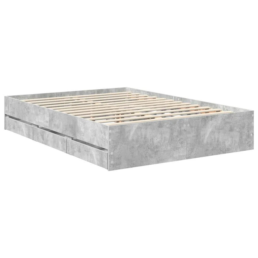 Cadre de lit Gris béton 140 x 190 cm Bois Ingénierie - 6