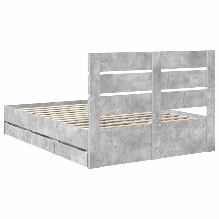 Cadre de lit Gris béton 140 x 190 cm Bois Ingénierie - 8