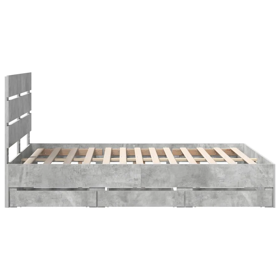 Cadre de lit Gris béton 140 x 190 cm Bois Ingénierie - 9