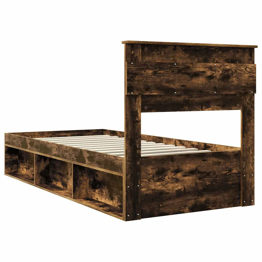 Cadre de lit Chêne fumé 100 x 200 cm Bois de pin massif - 9